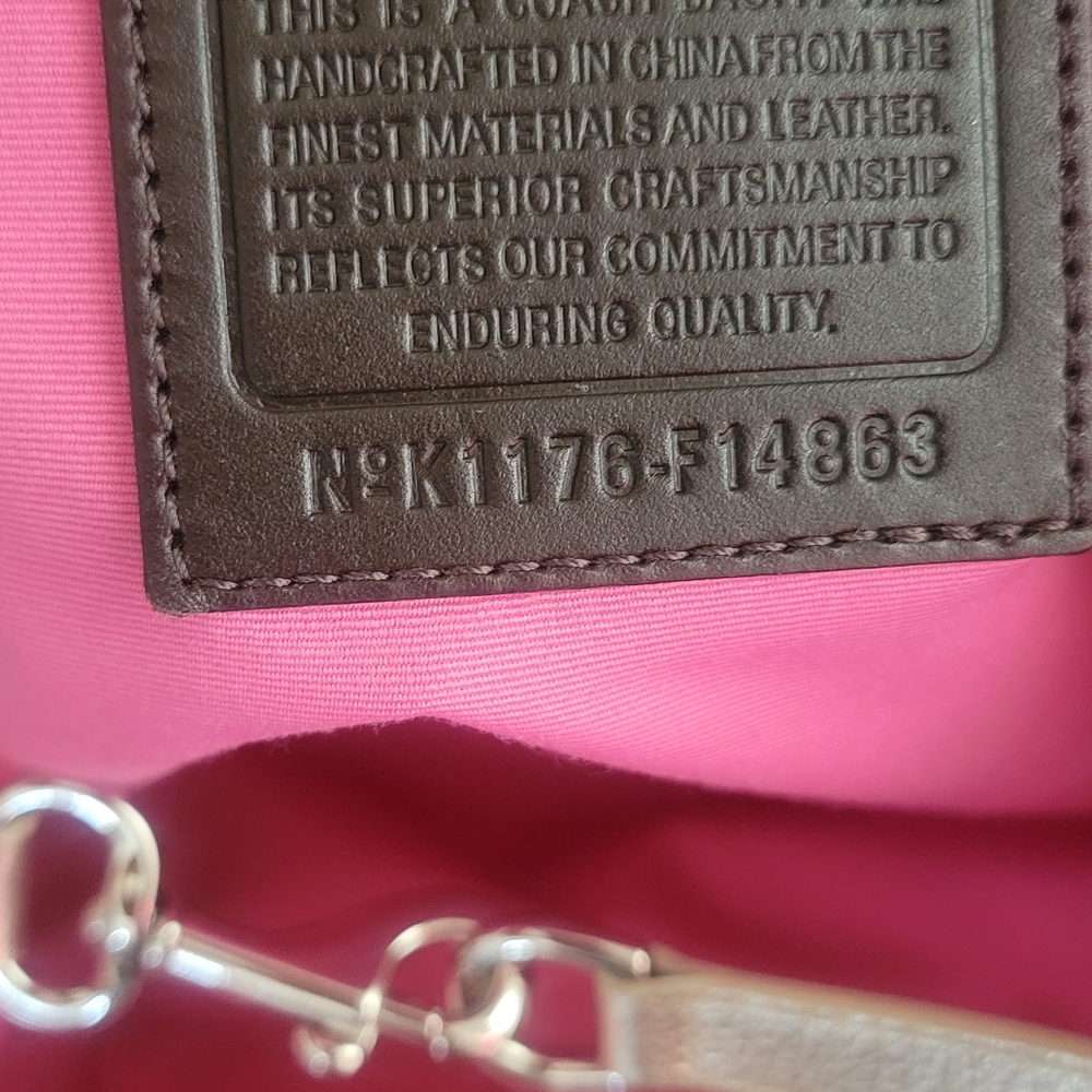 Coach Signature Brown and Pink Tote Bag - Picture 7 of 14